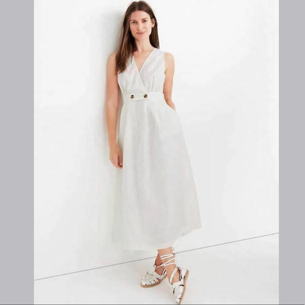 NWT Madewell Ivory Linen Sleeveless Wrap Dress